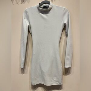 Pale blue mini body con open back dress